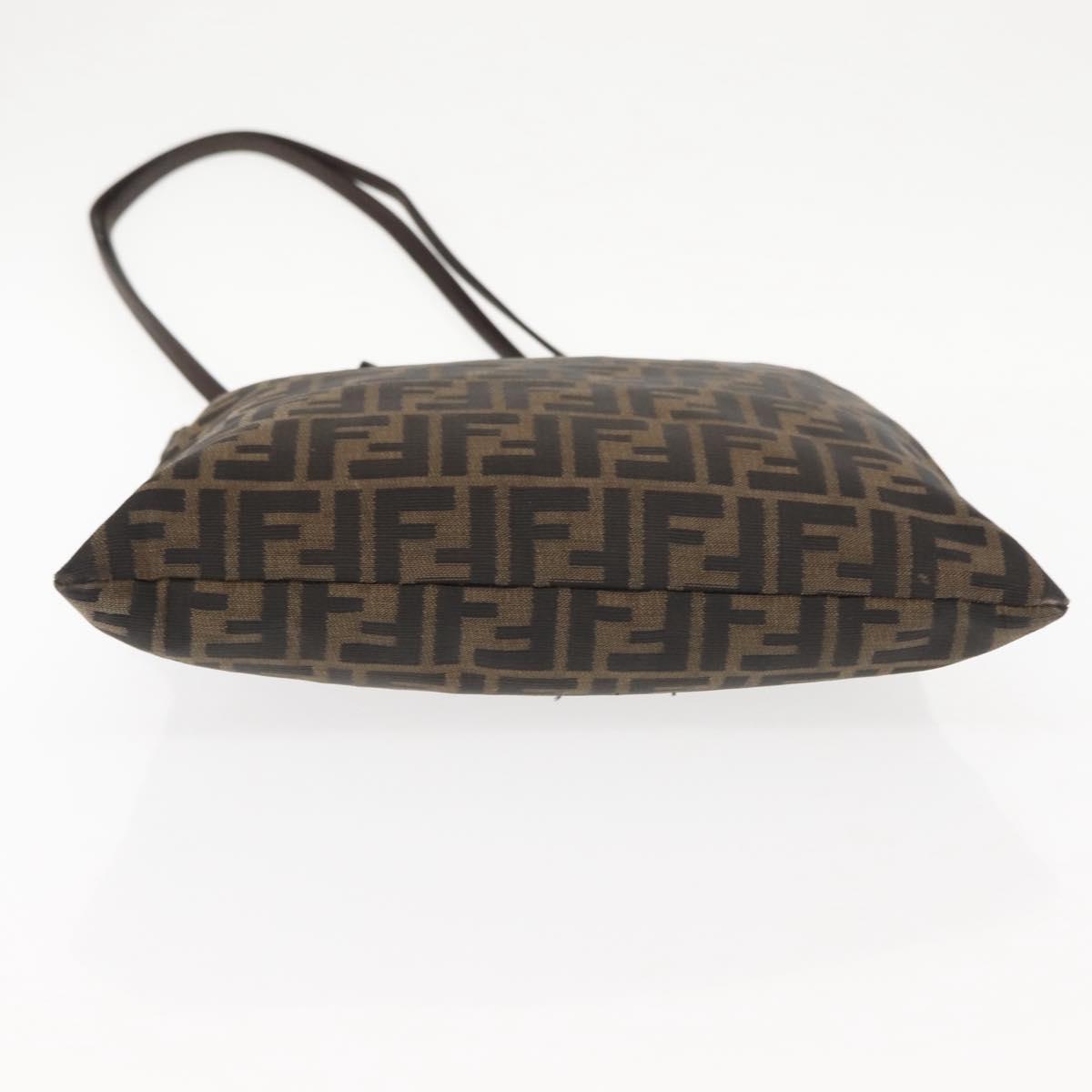 FENDI Zucca Canvas Mamma Baguette Tote Bag Black Brown Auth 146284