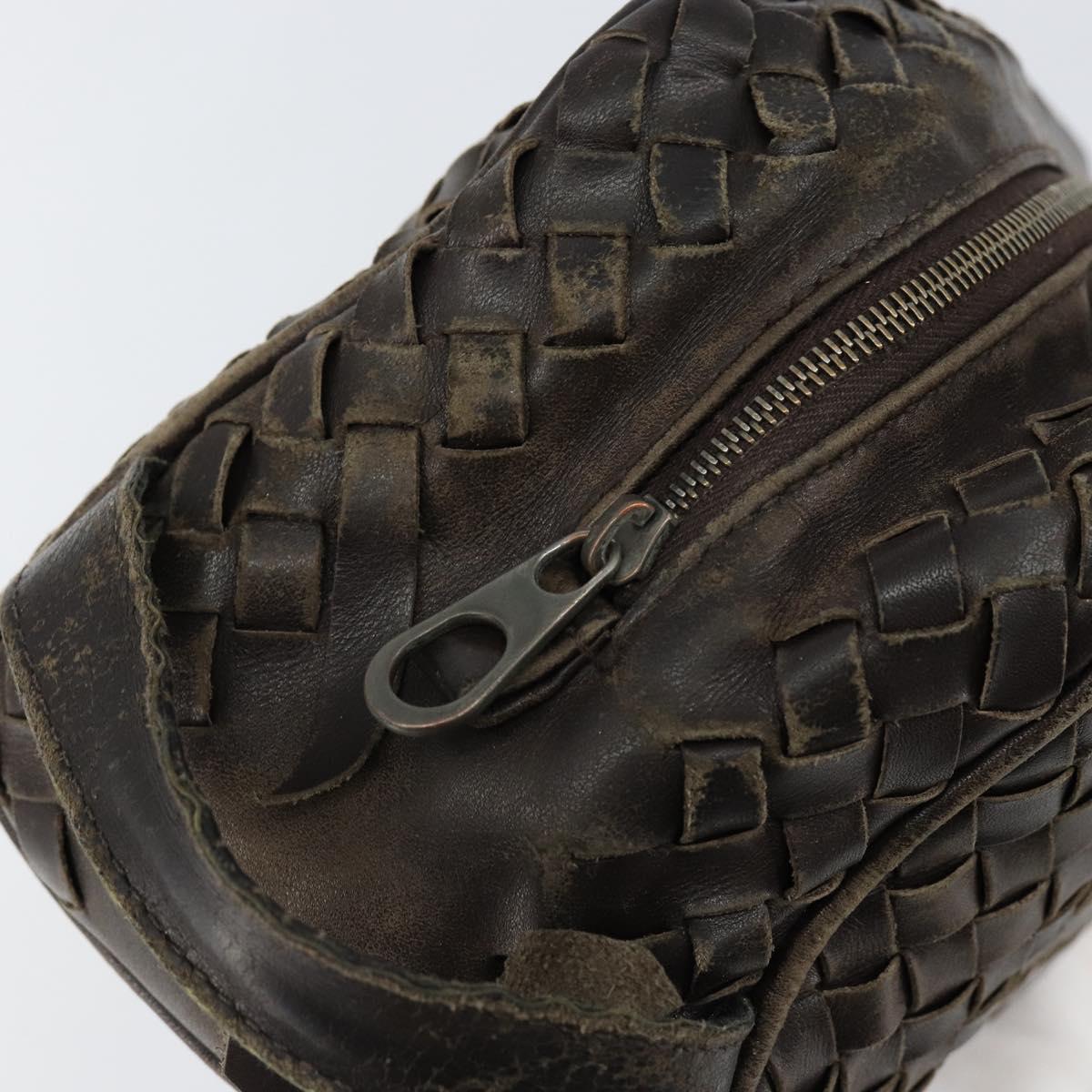 BOTTEGA VENETA INTRECCIATO Clutch Bag Leather Brown Auth 146285