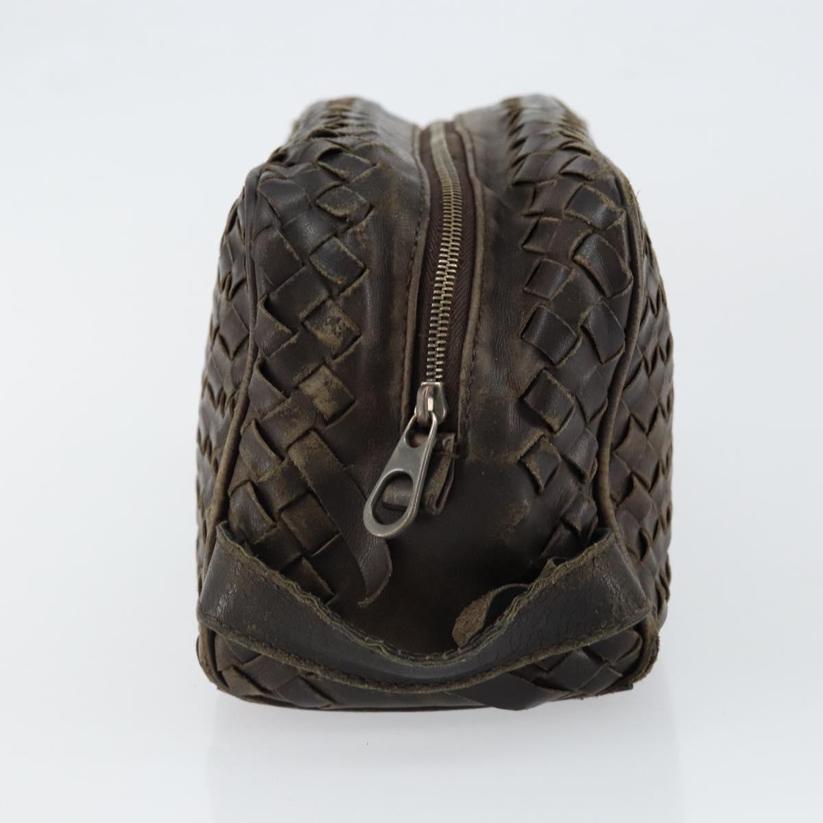 BOTTEGA VENETA INTRECCIATO Clutch Bag Leather Brown Auth 146285