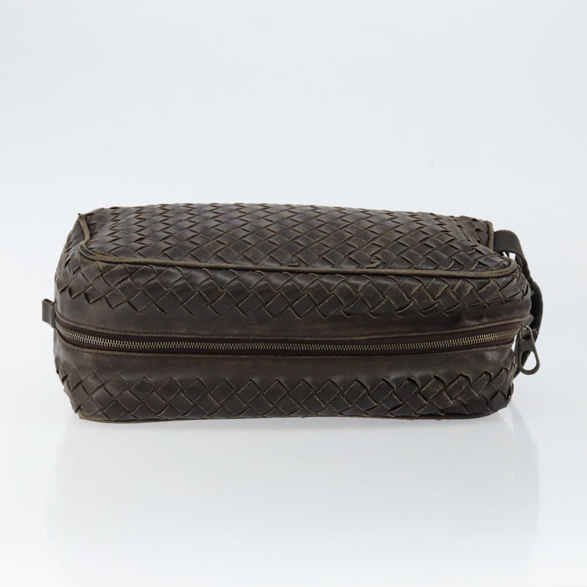 BOTTEGA VENETA INTRECCIATO Clutch Bag Leather Brown Auth 146285