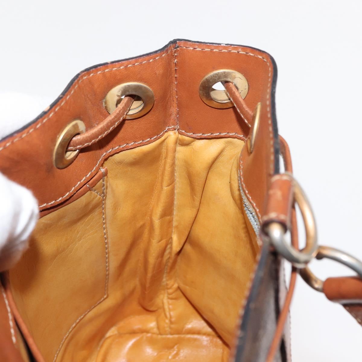 CELINE Macadam Canvas Shoulder Bag PVC Leather Brown Gold Auth 146286