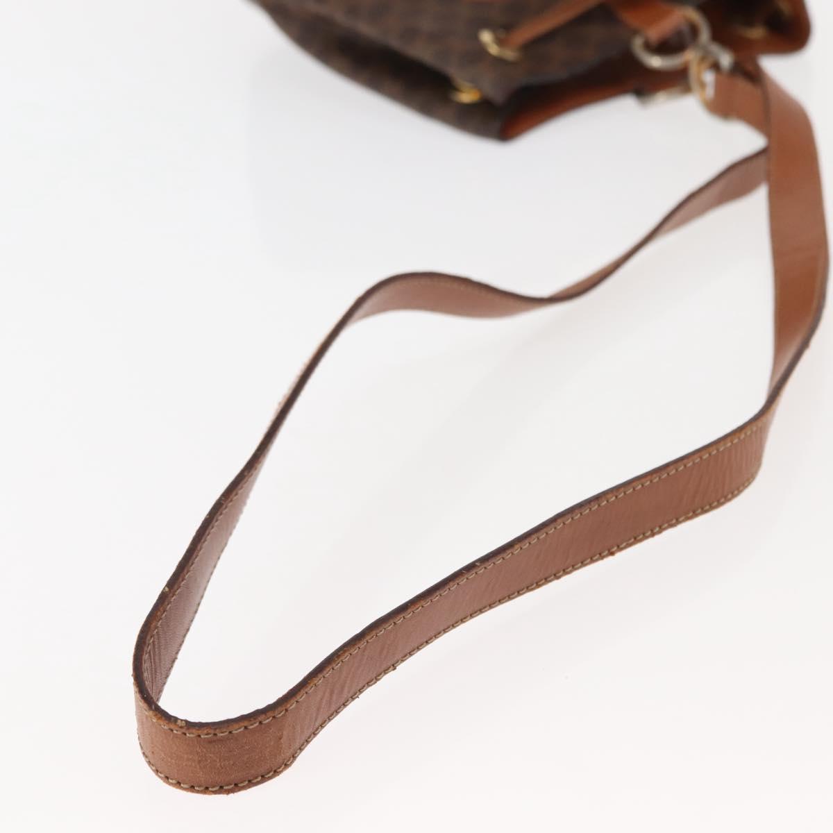 CELINE Macadam Canvas Shoulder Bag PVC Leather Brown Gold Auth 146286