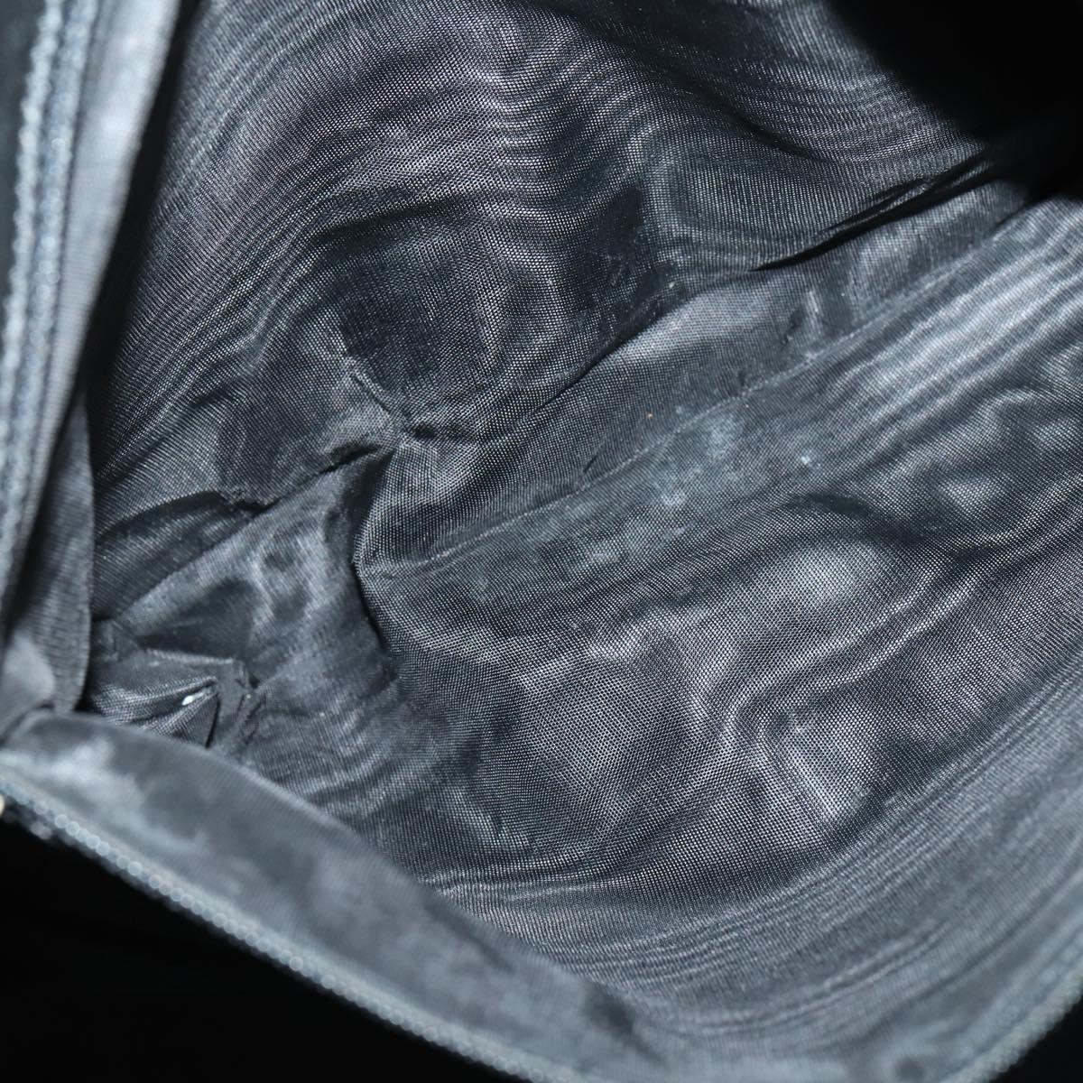 CELINE Macadam Canvas Boston Bag PVC Leather Black Gold Auth 146287