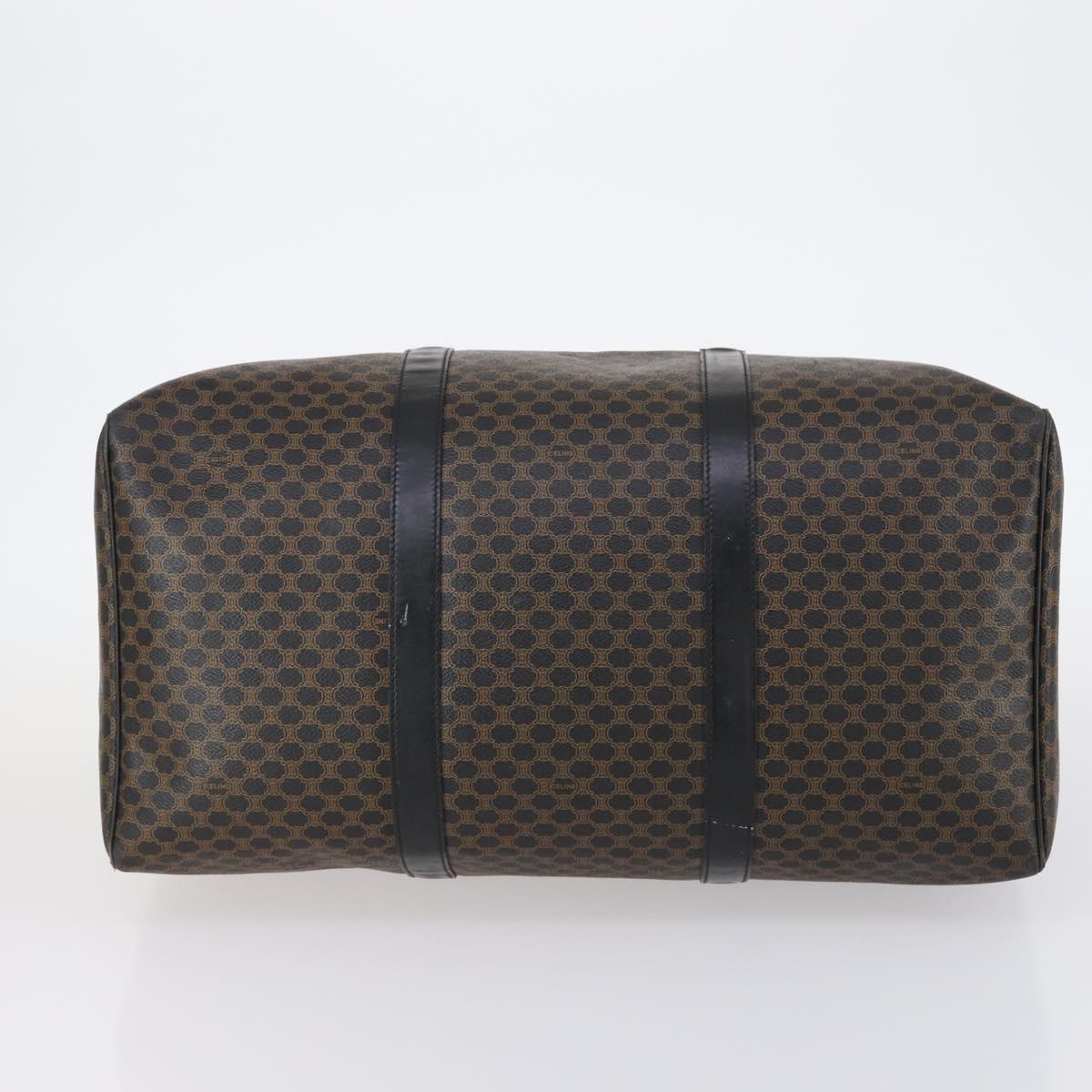 CELINE Macadam Canvas Boston Bag PVC Leather Black Gold Auth 146287