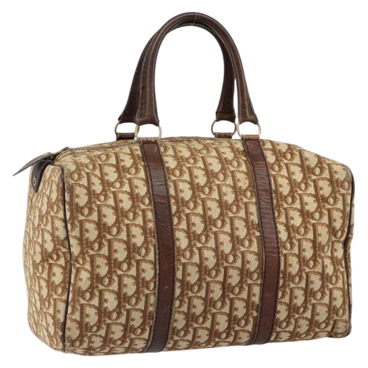 Christian Dior Trotter Canvas Boston Bag Brown Auth 146289