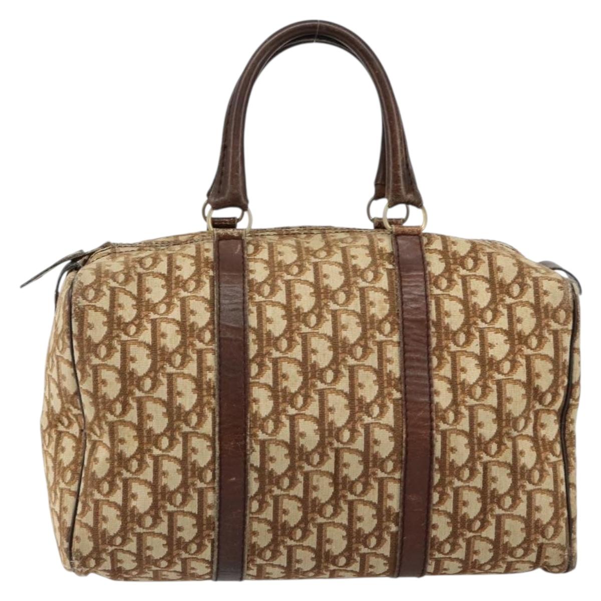 Christian Dior Trotter Canvas Boston Bag Brown Auth 146289