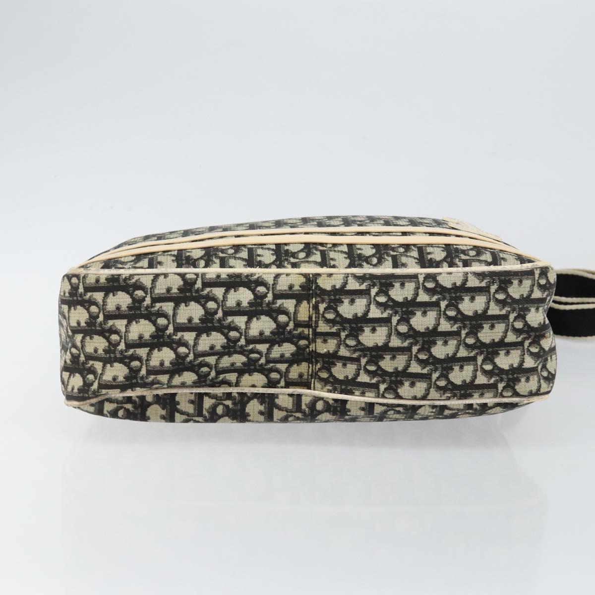 Christian Dior Trotter Canvas Shoulder Bag Black Silver Auth 146291