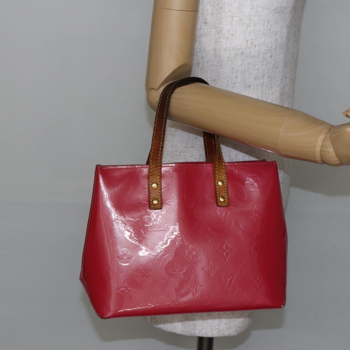 LOUIS VUITTON Monogram Vernis Reade PM Hand Bag Red Rouge M91088 LV Auth 146321