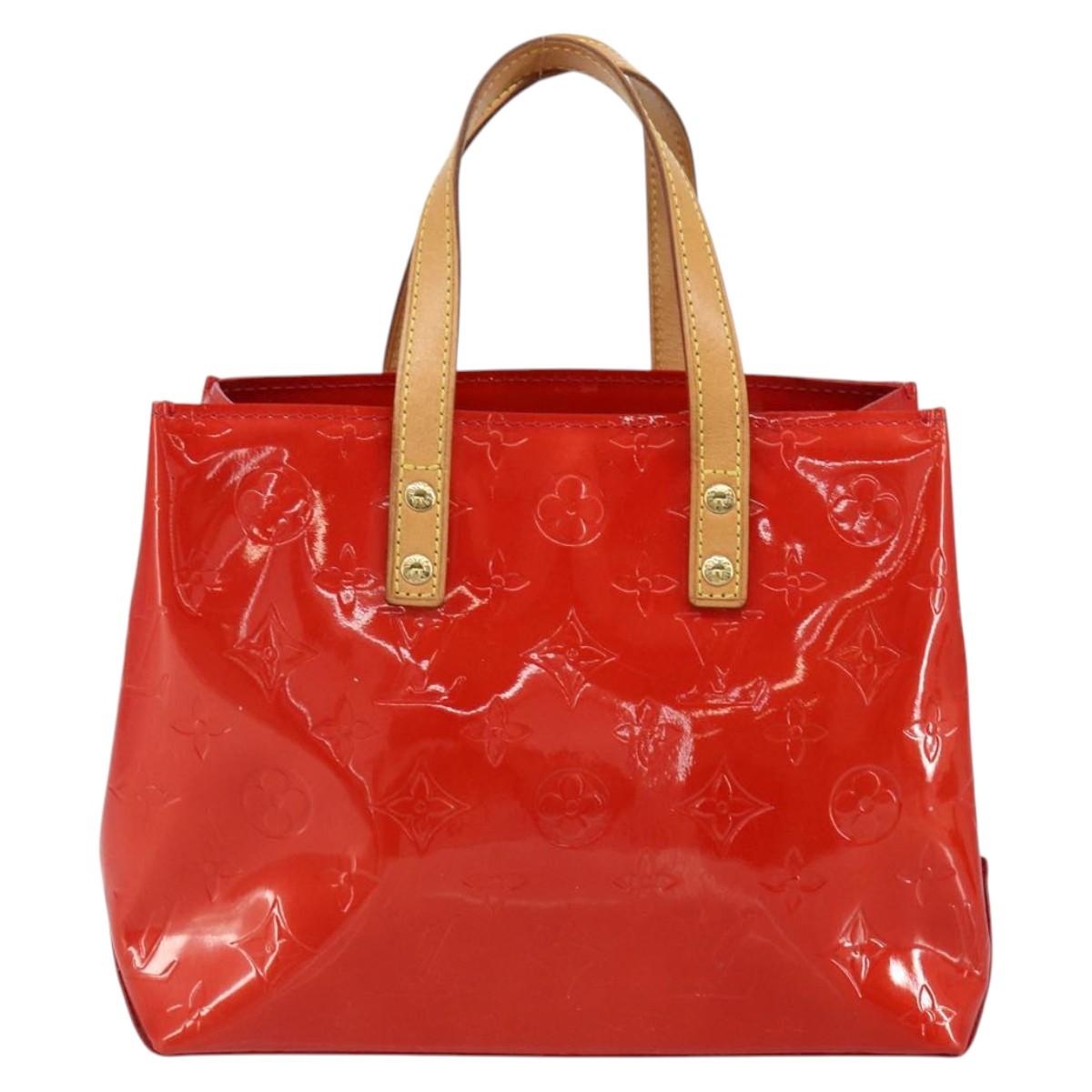 LOUIS VUITTON Monogram Vernis Reade PM Hand Bag Red Rouge M91088 LV Auth 146322