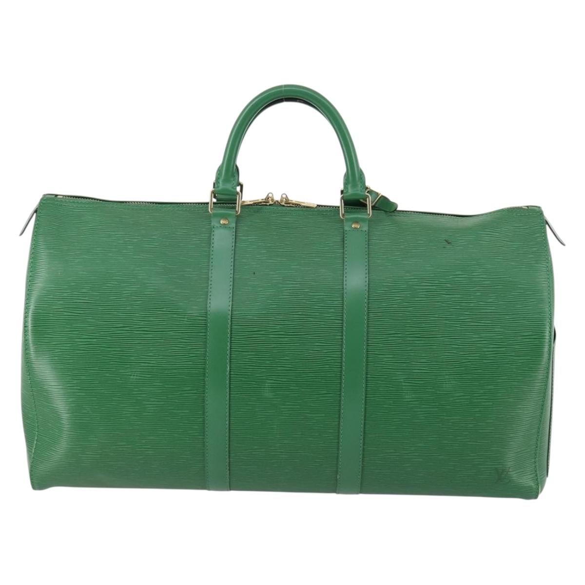 LOUIS VUITTON Epi Keepall 50 Boston Bag Green M42964 LV Auth 146331