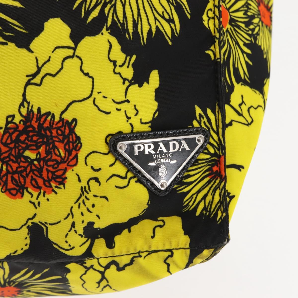PRADA Tote Bag Nylon Yellow Silver Auth 146333