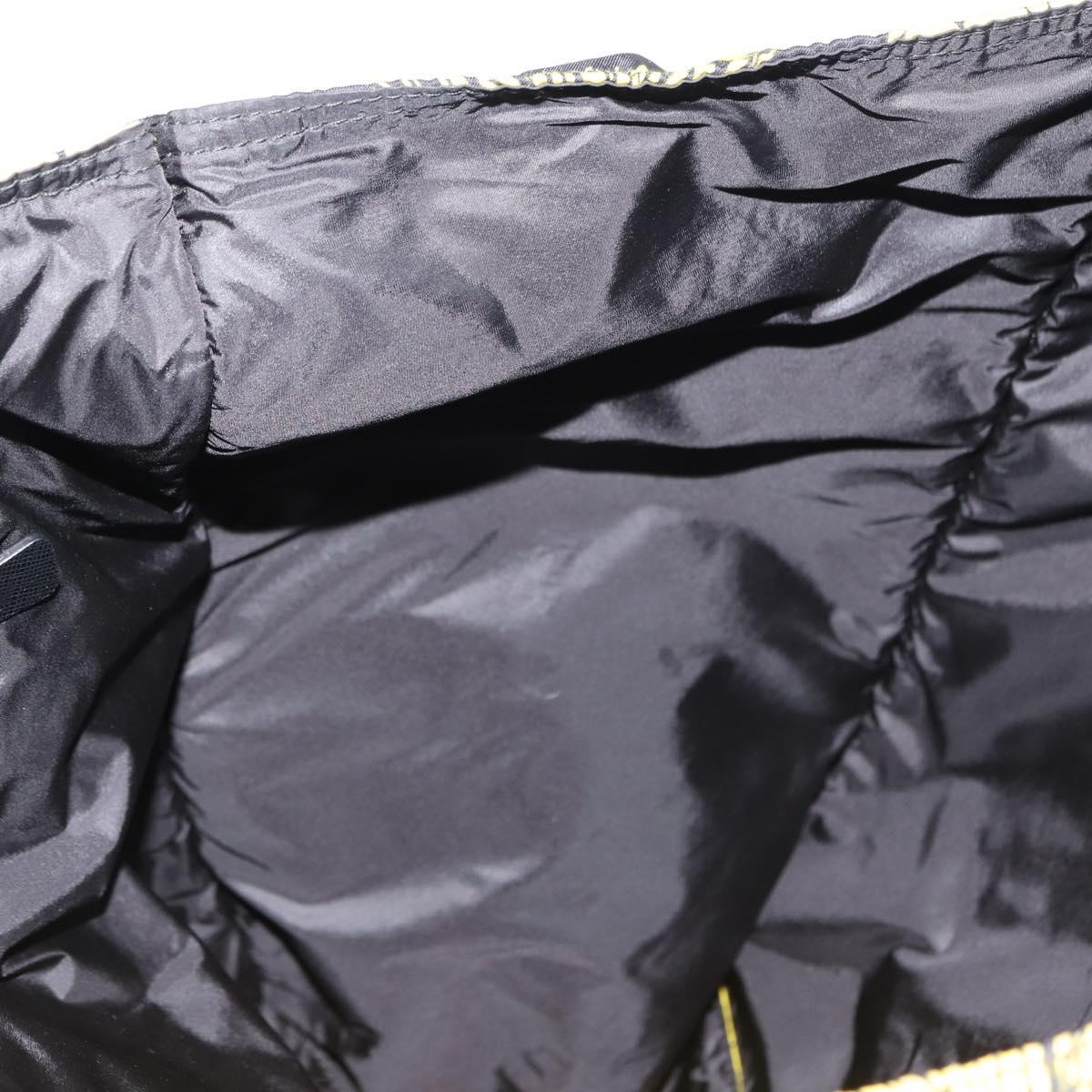 PRADA Tote Bag Nylon Yellow Silver Auth 146333