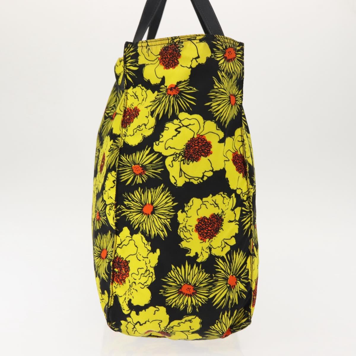 PRADA Tote Bag Nylon Yellow Silver Auth 146333