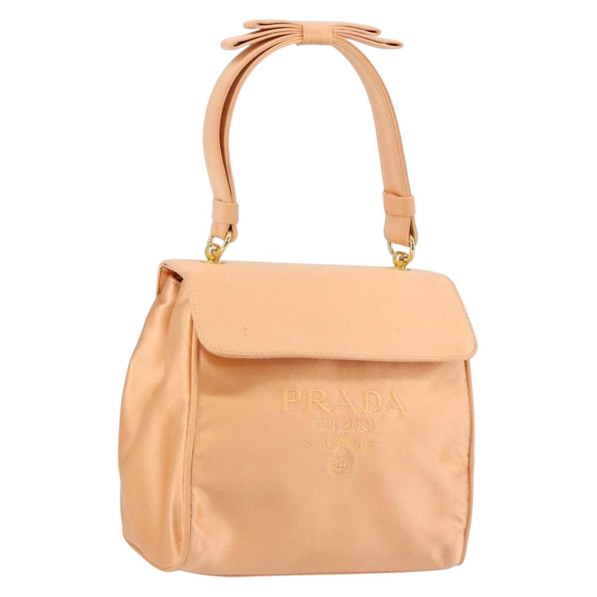 PRADA Hand Bag Satin Pink Gold Auth 146335