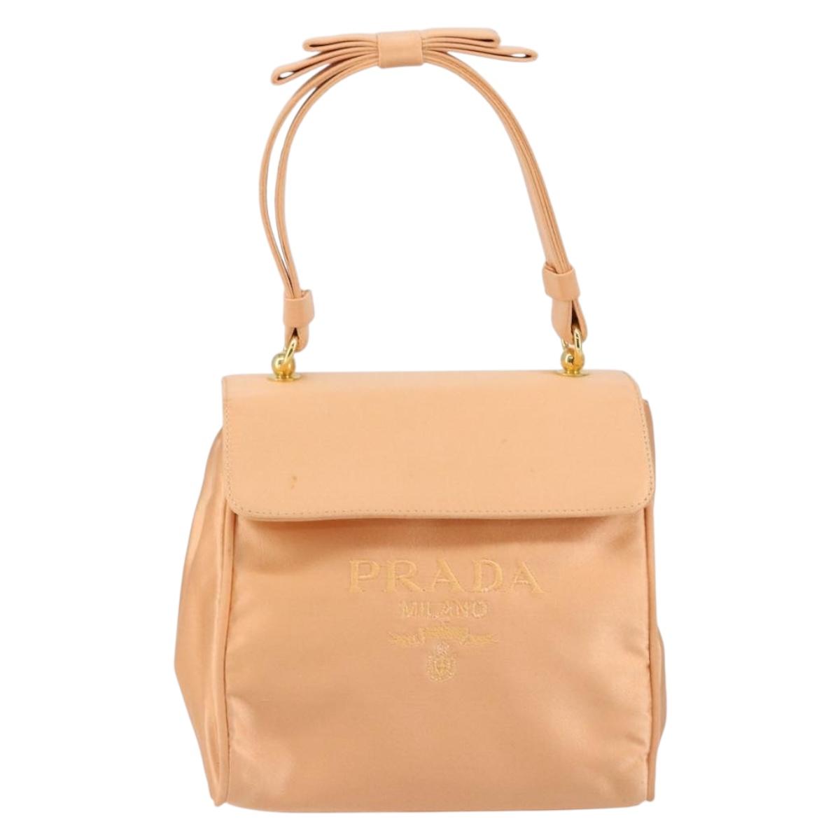 PRADA Hand Bag Satin Pink Gold Auth 146335