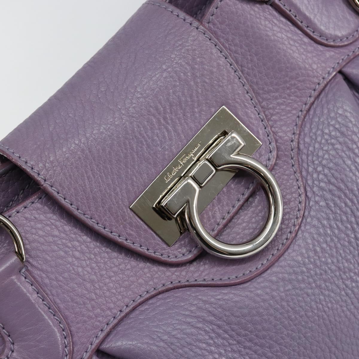 Salvatore Ferragamo Gancini Hand Bag Leather Purple Silver Auth 146336
