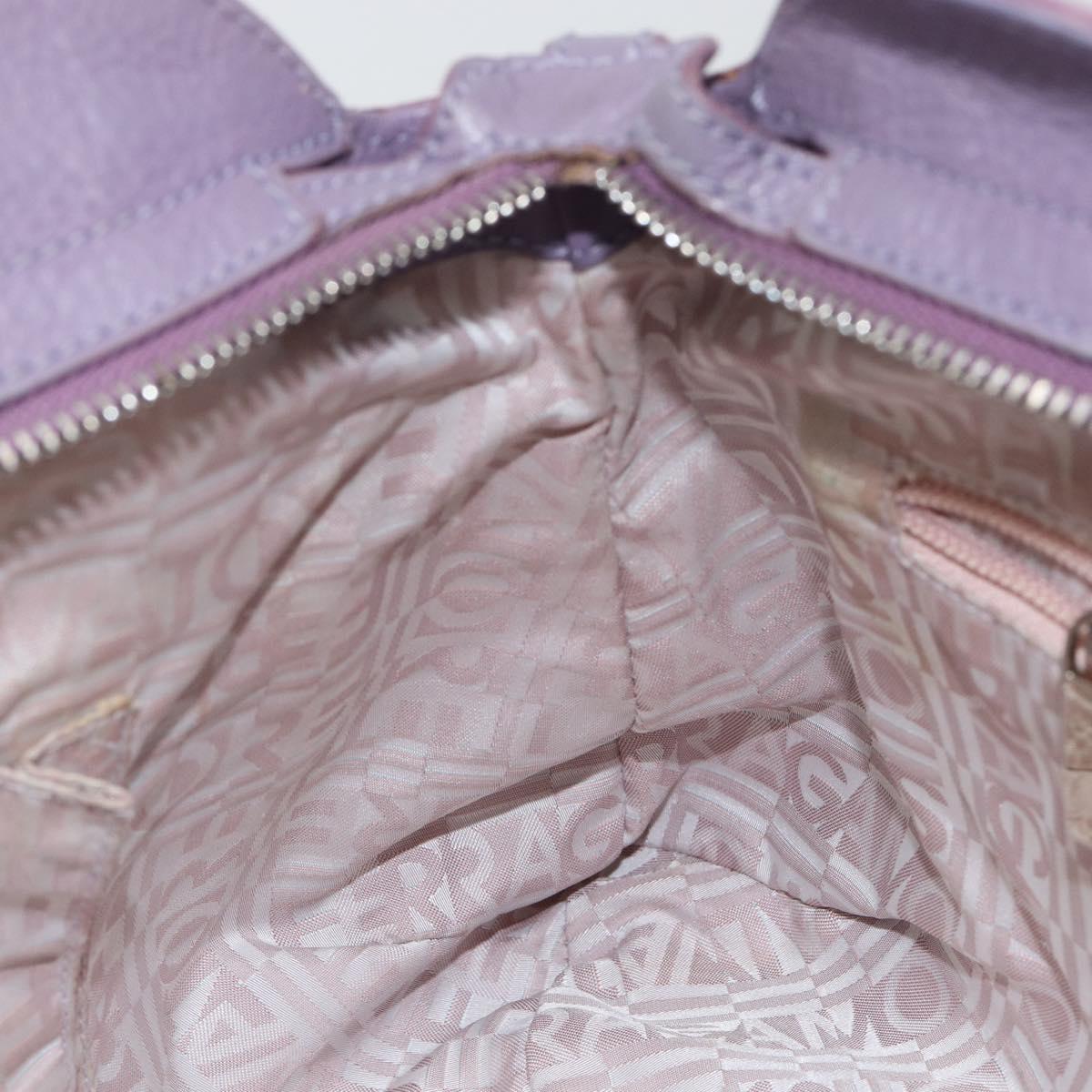 Salvatore Ferragamo Gancini Hand Bag Leather Purple Silver Auth 146336