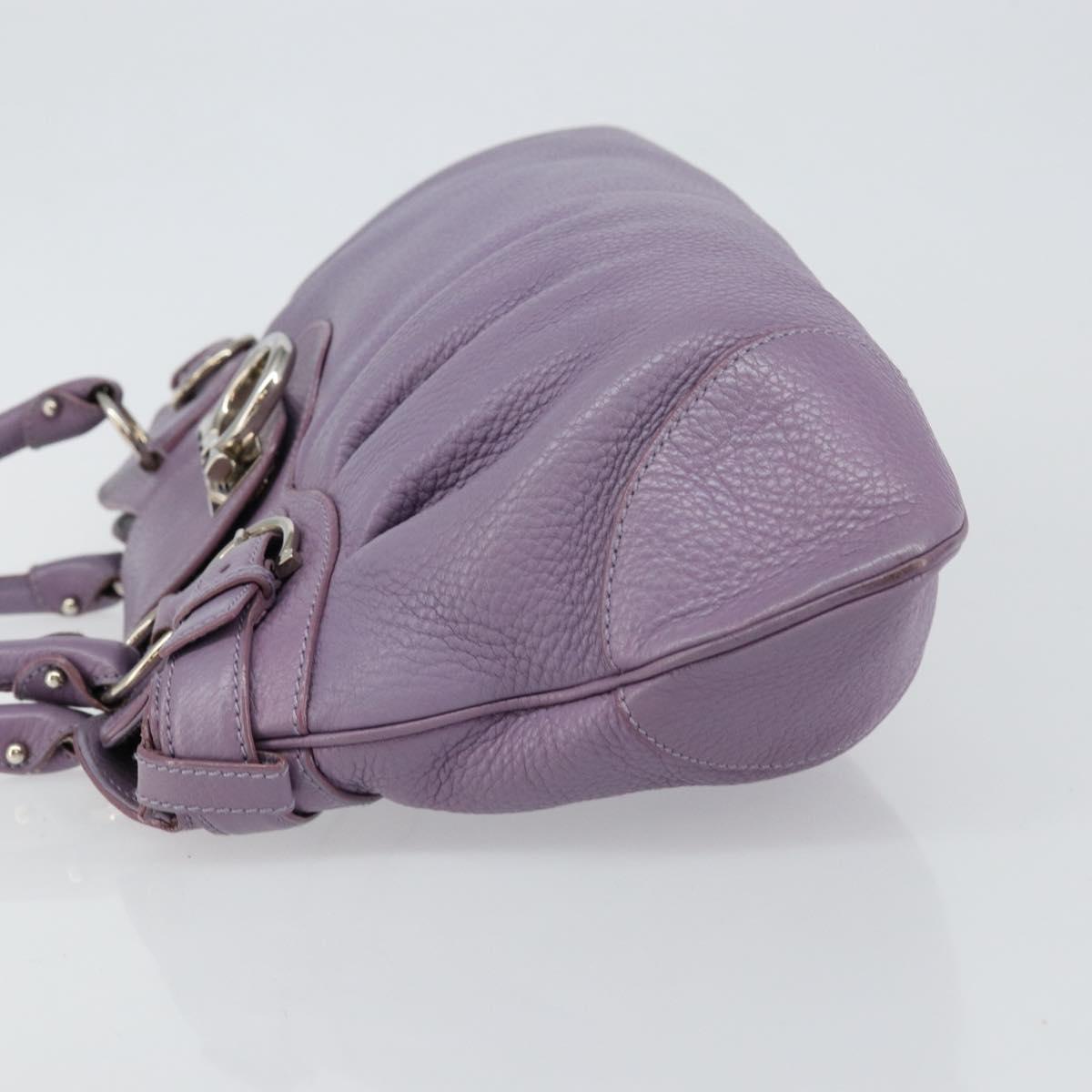 Salvatore Ferragamo Gancini Hand Bag Leather Purple Silver Auth 146336