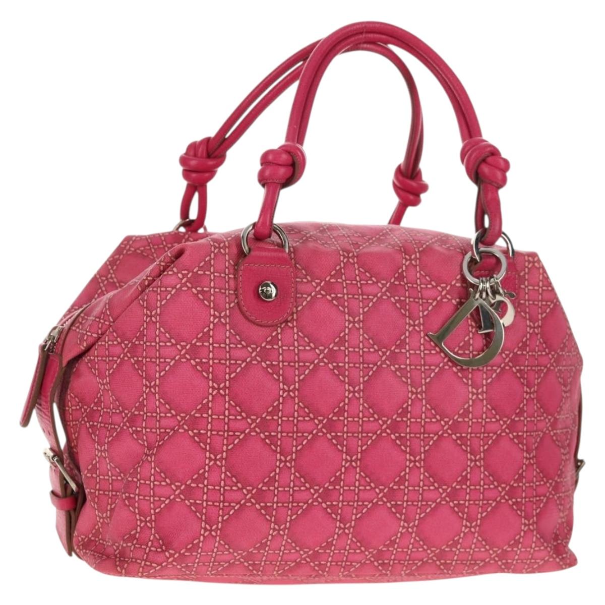 Christian Dior Boston Bag PVC Pink Silver Auth 146341V