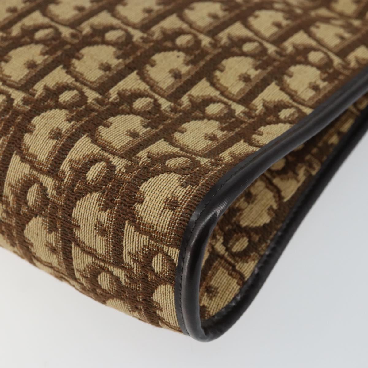 Christian Dior Trotter Canvas Shoulder Bag Beige Gold Auth 146342