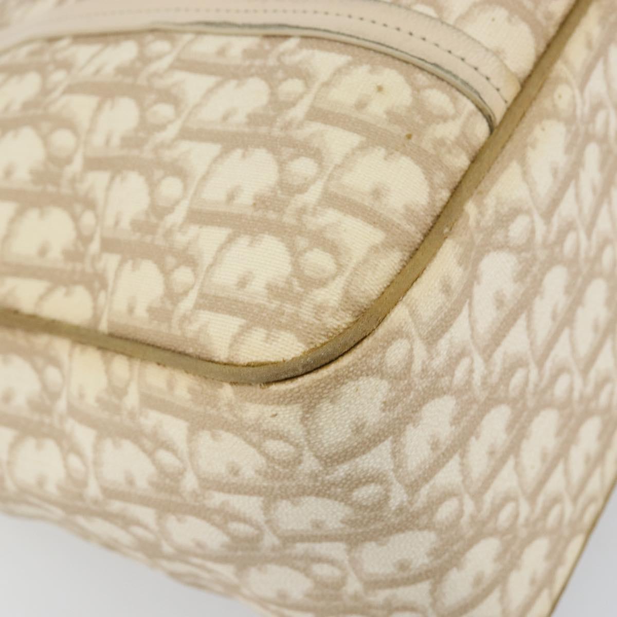 Christian Dior Trotter Canvas Romantic Chain Bag PVC Beige Silver Auth 146344