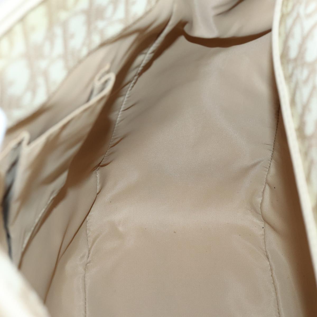 Christian Dior Trotter Canvas Romantic Chain Bag PVC Beige Silver Auth 146345