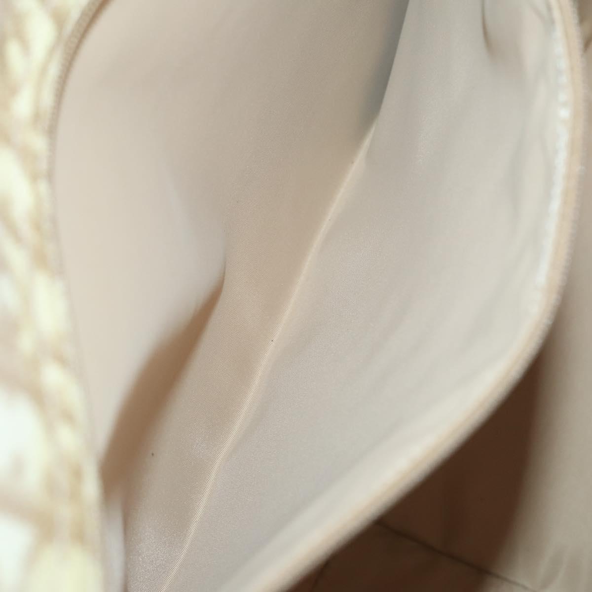 Christian Dior Trotter Canvas Romantic Chain Bag PVC Beige Silver Auth 146345