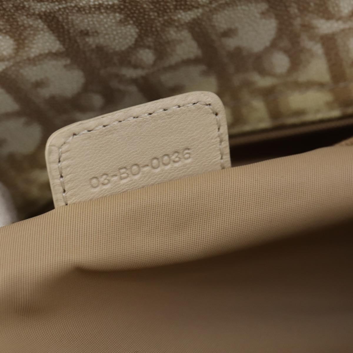 Christian Dior Trotter Canvas Romantic Chain Bag PVC Beige Silver Auth 146345