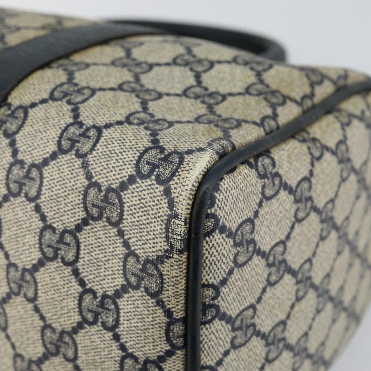 GUCCI GG Supreme Sherry Line Boston Bag PVC Navy Gold 40 02 007 Auth 146348