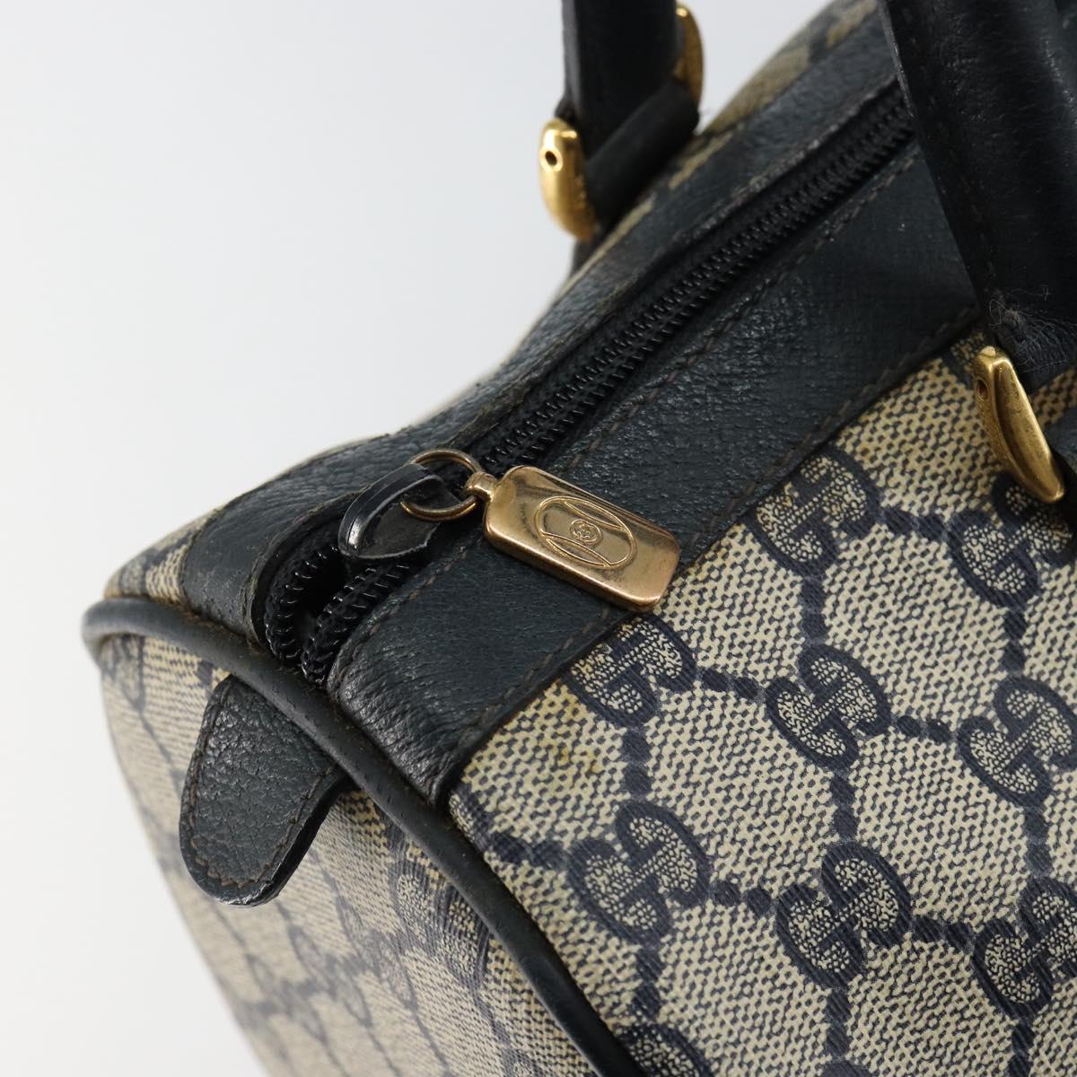 GUCCI GG Supreme Sherry Line Boston Bag PVC Navy Gold 40 02 007 Auth 146348