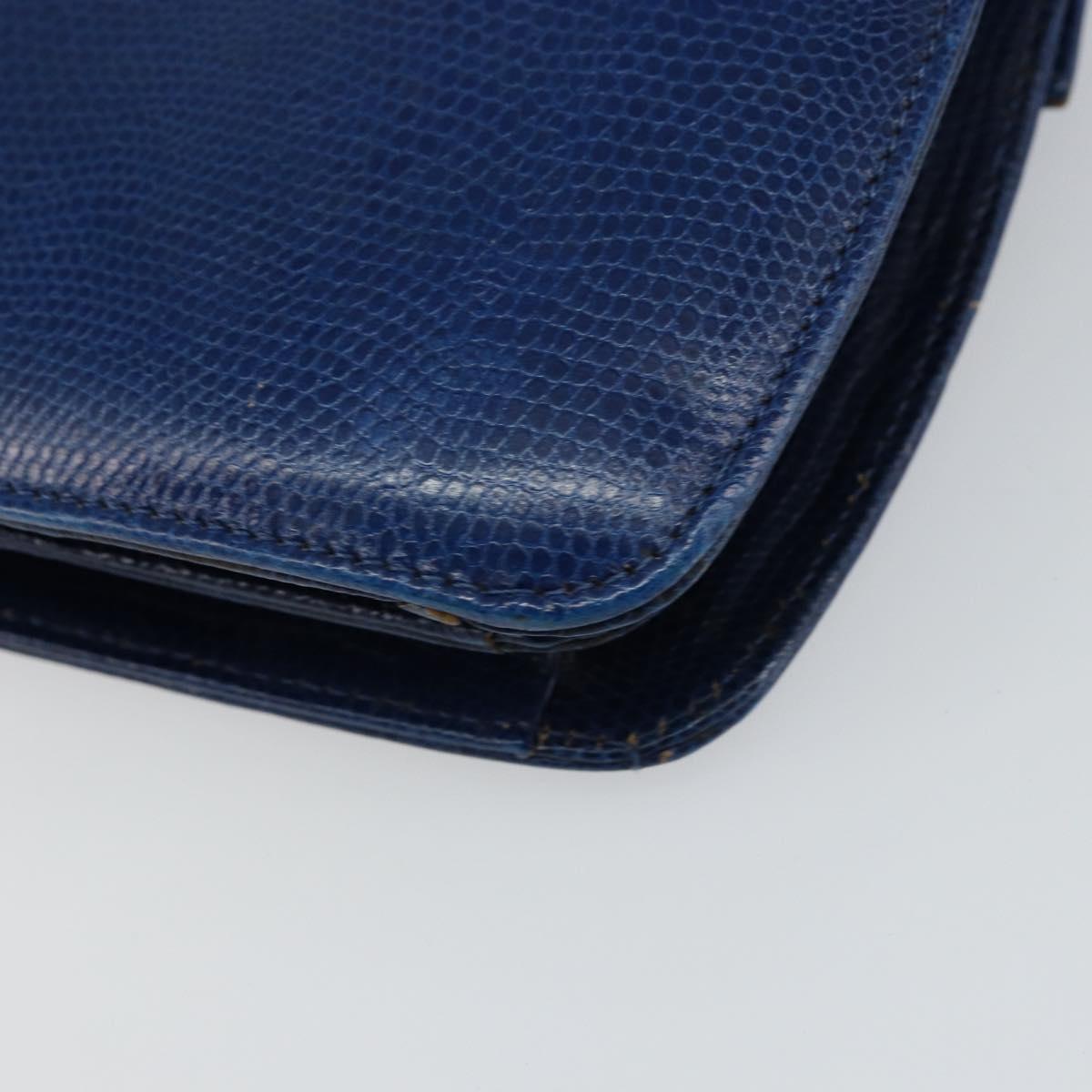 CELINE Hand Bag Leather Blue Gold Auth 146349