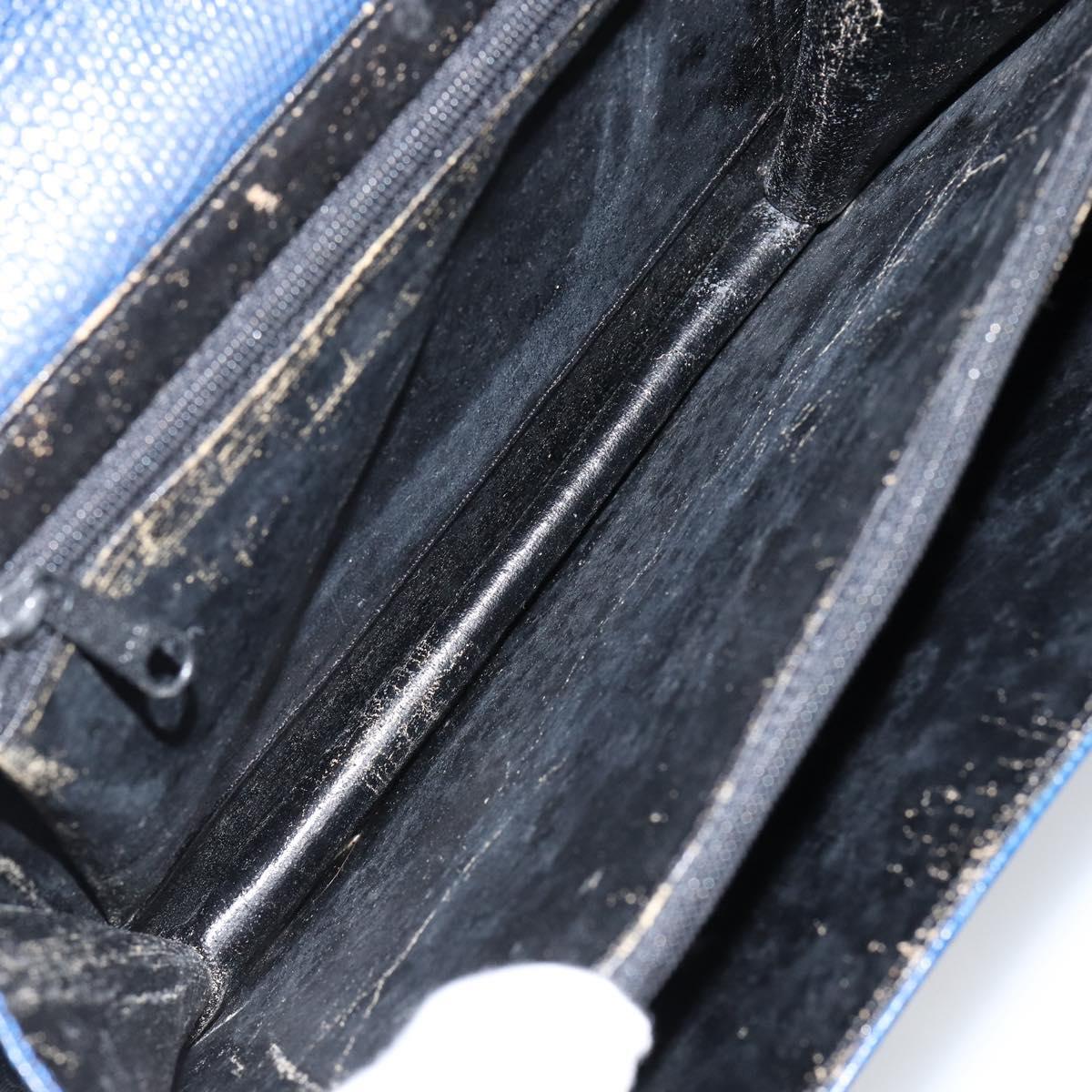 CELINE Hand Bag Leather Blue Gold Auth 146349