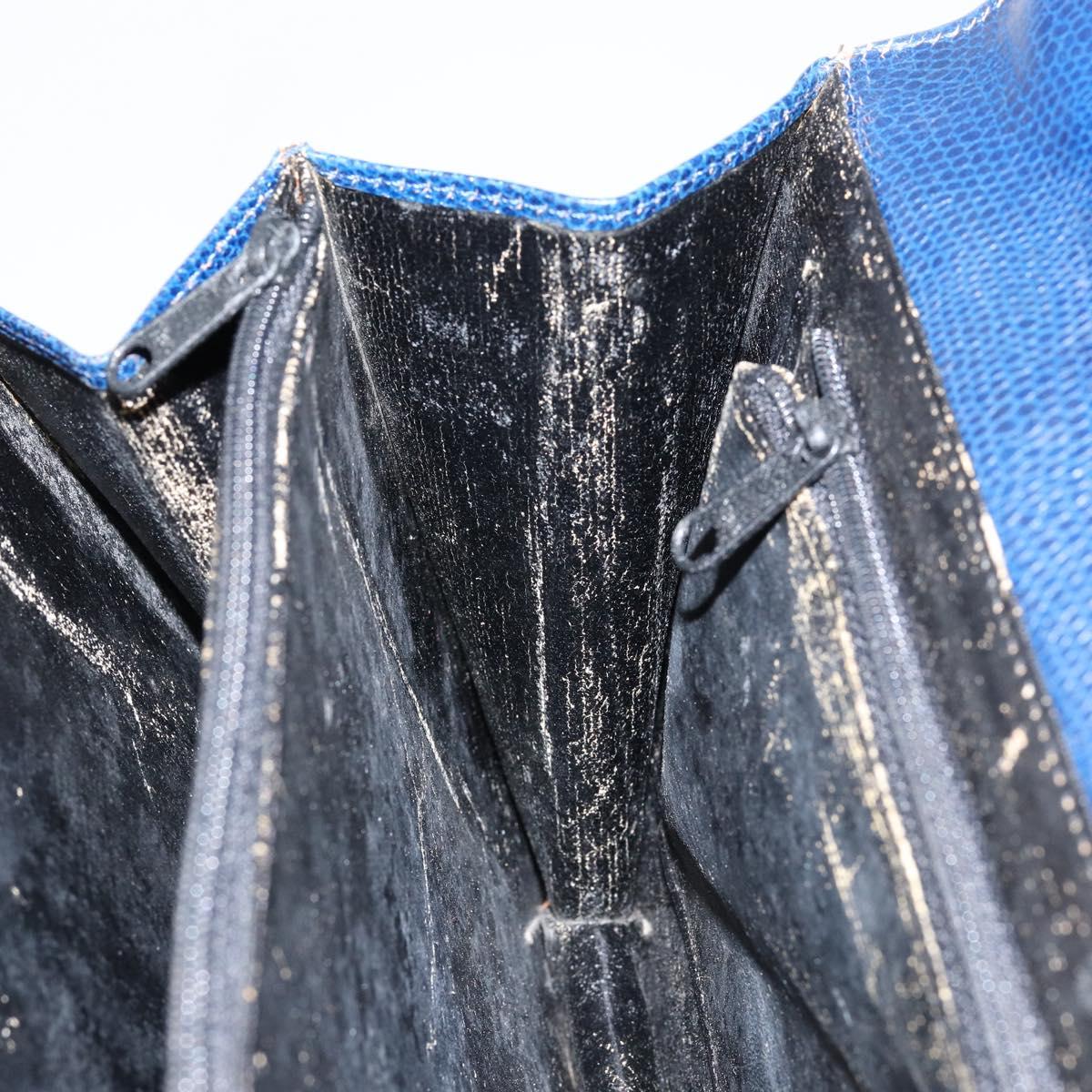 CELINE Hand Bag Leather Blue Gold Auth 146349