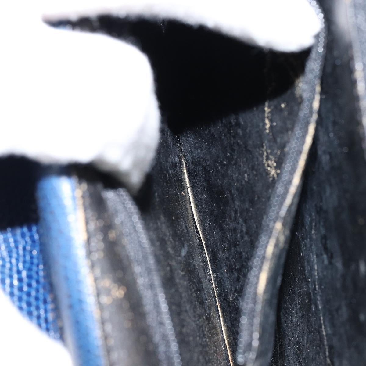 CELINE Hand Bag Leather Blue Gold Auth 146349