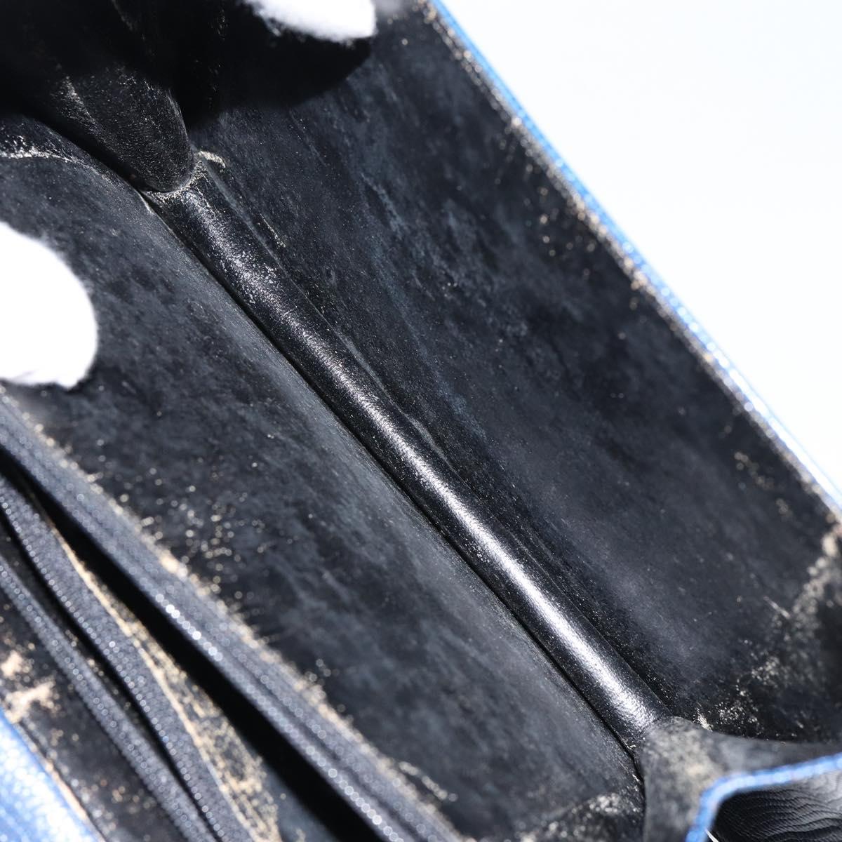 CELINE Hand Bag Leather Blue Gold Auth 146349