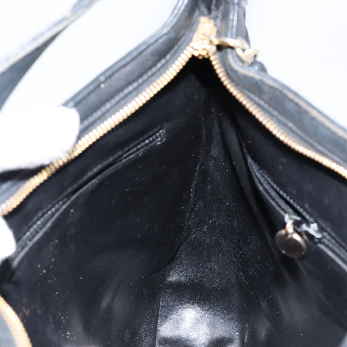 CHANEL Matelasse Shoulder Bag Leather Black Gold CC Auth 146351