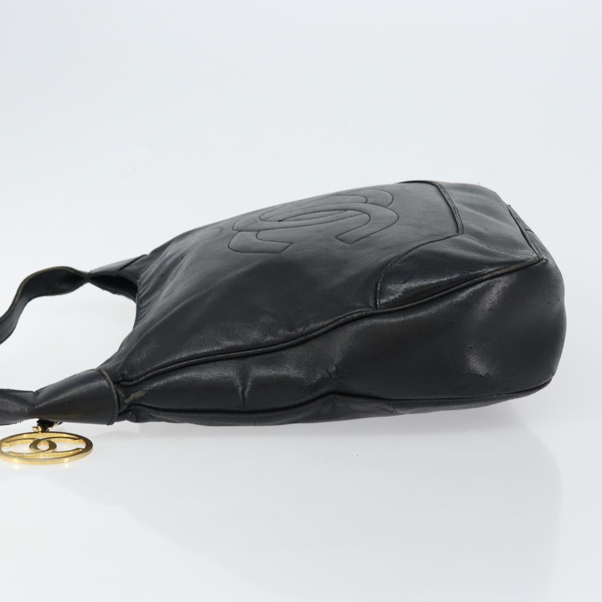 CHANEL Matelasse Shoulder Bag Leather Black Gold CC Auth 146351