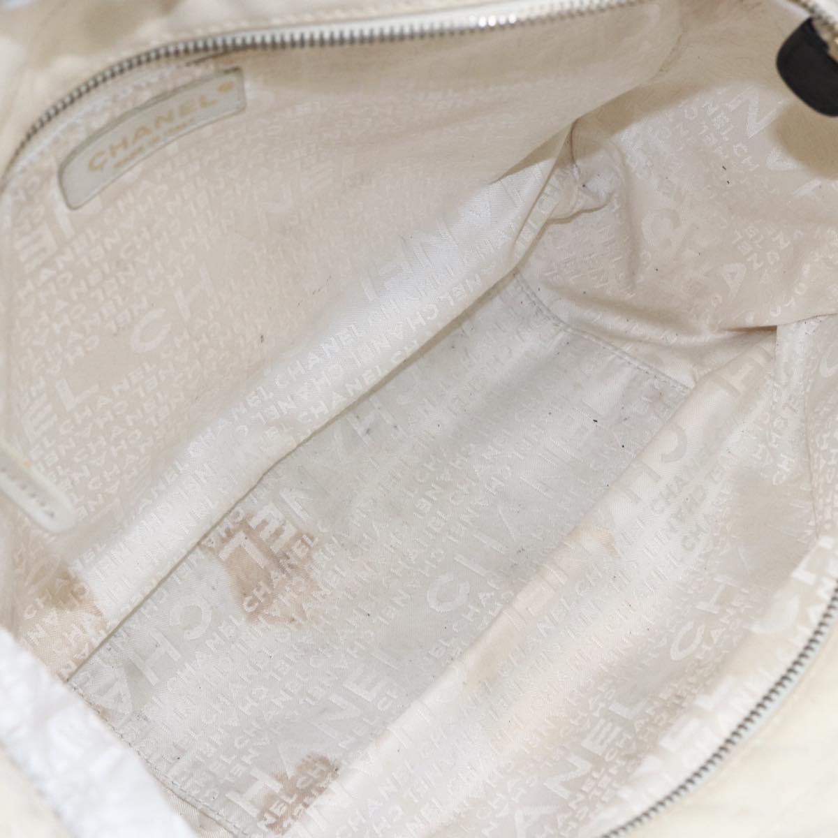 CHANEL marshmallow COCO Mark Hand Bag Canvas White Black CC Auth 146352
