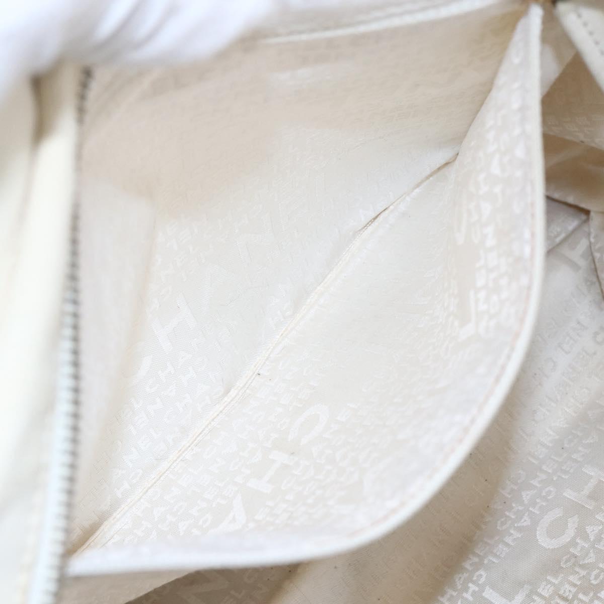 CHANEL marshmallow COCO Mark Hand Bag Canvas White Black CC Auth 146352