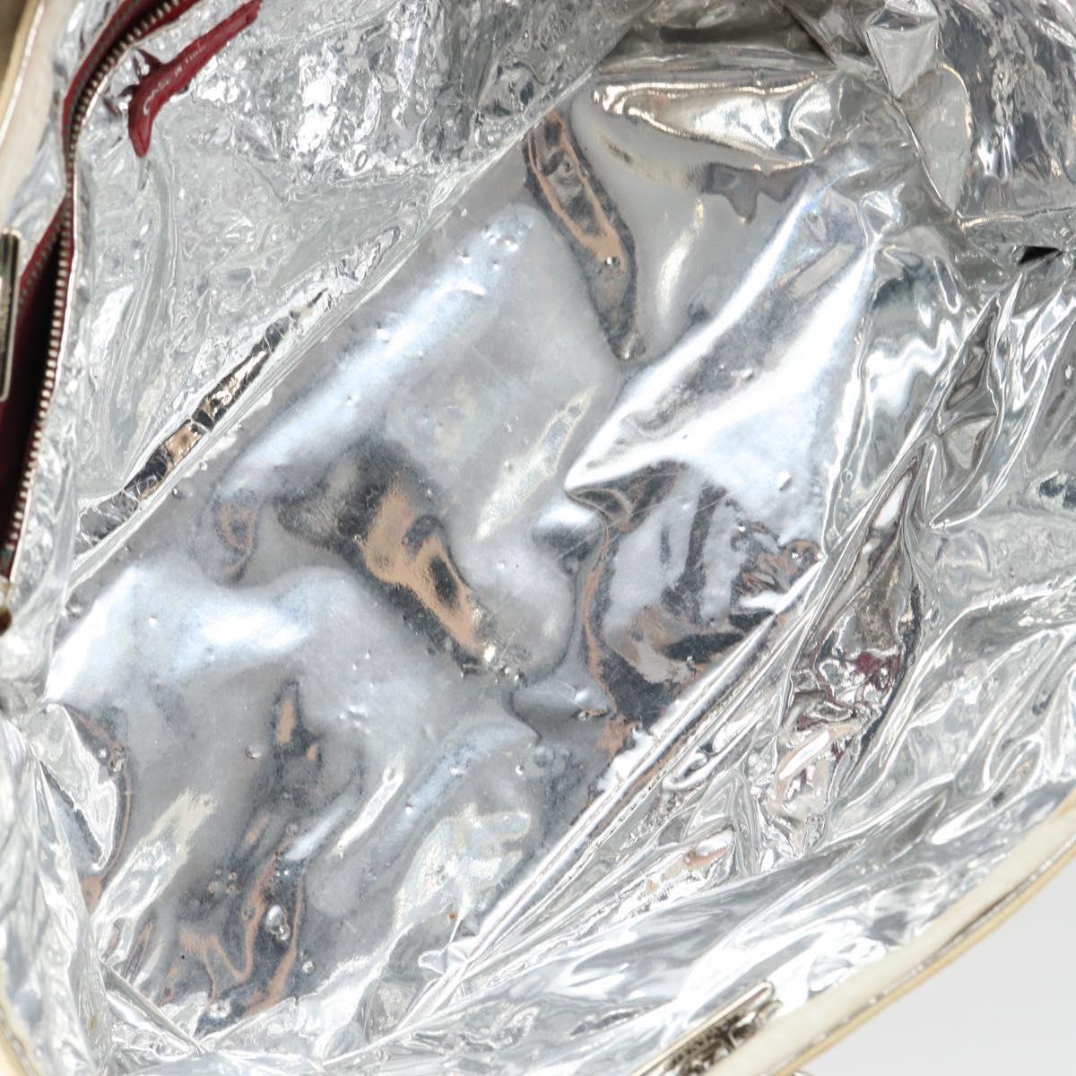 CHANEL Choco Bar Chain Tote Bag No5 Canvas White Silver CC Auth 146353