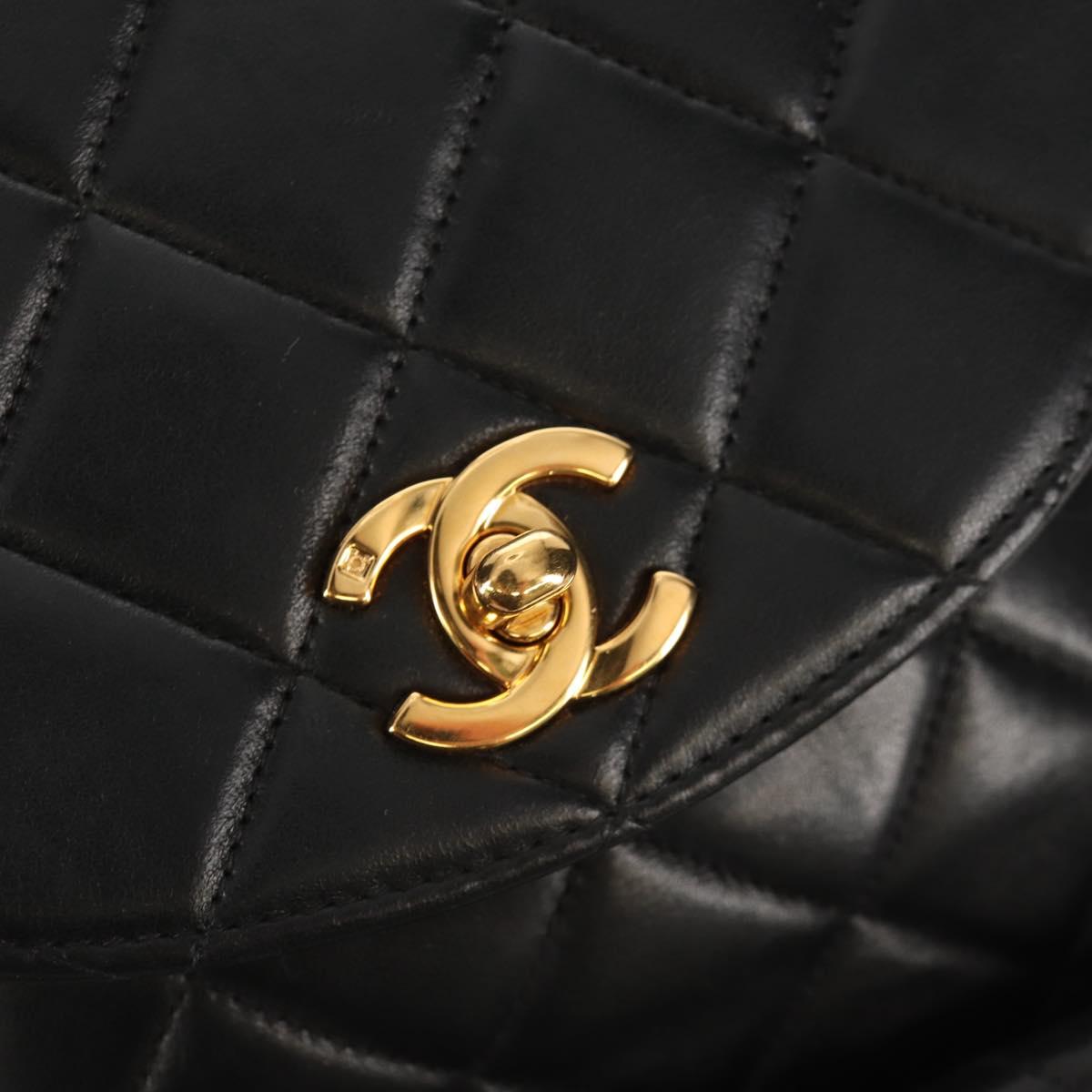 CHANEL Matelasse Chain Backpack Lamb Skin Black Gold CC Auth 146361AV