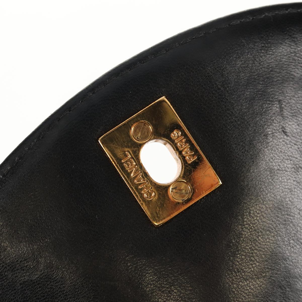 CHANEL Matelasse Chain Backpack Lamb Skin Black Gold CC Auth 146361AV