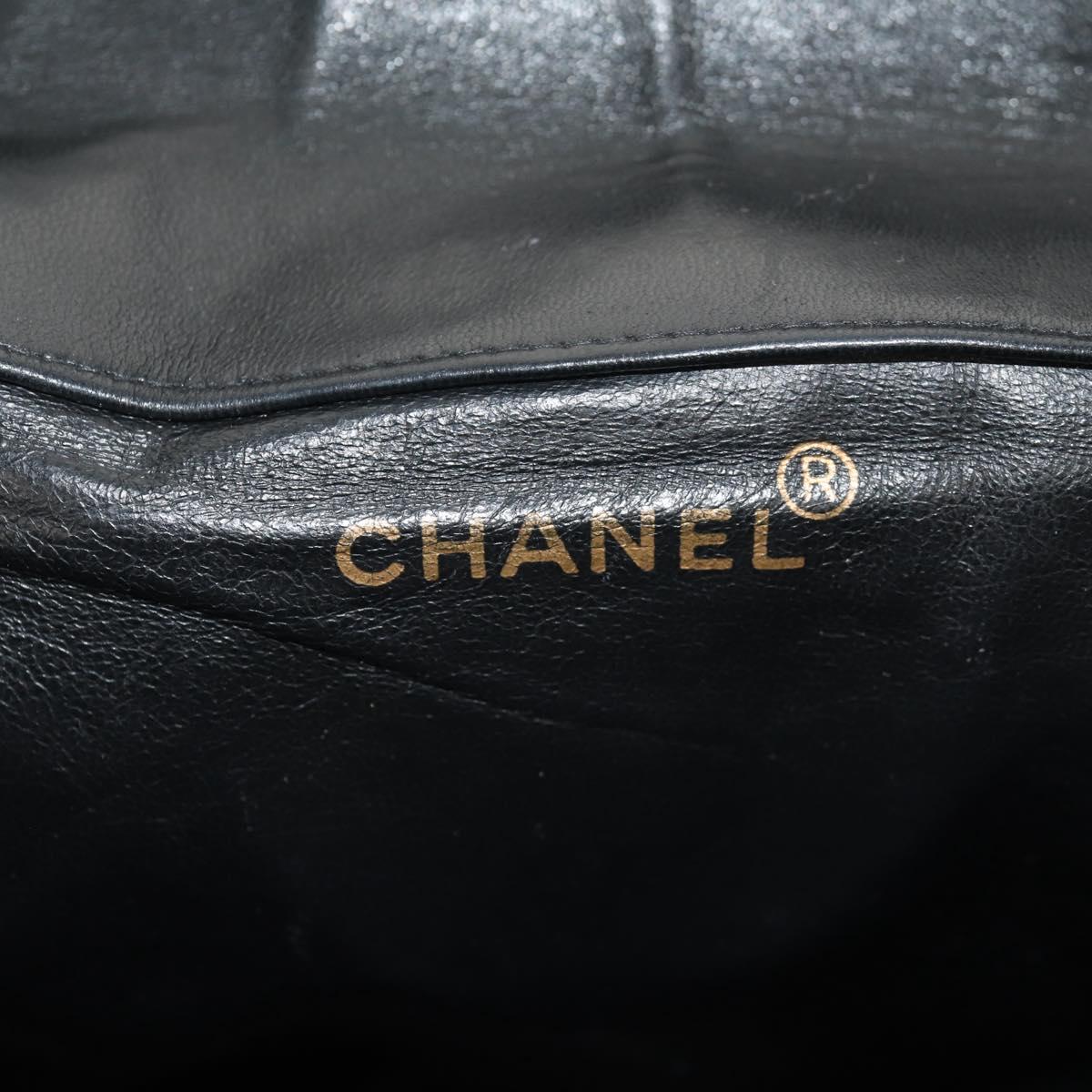 CHANEL Matelasse Chain Backpack Lamb Skin Black Gold CC Auth 146361AV