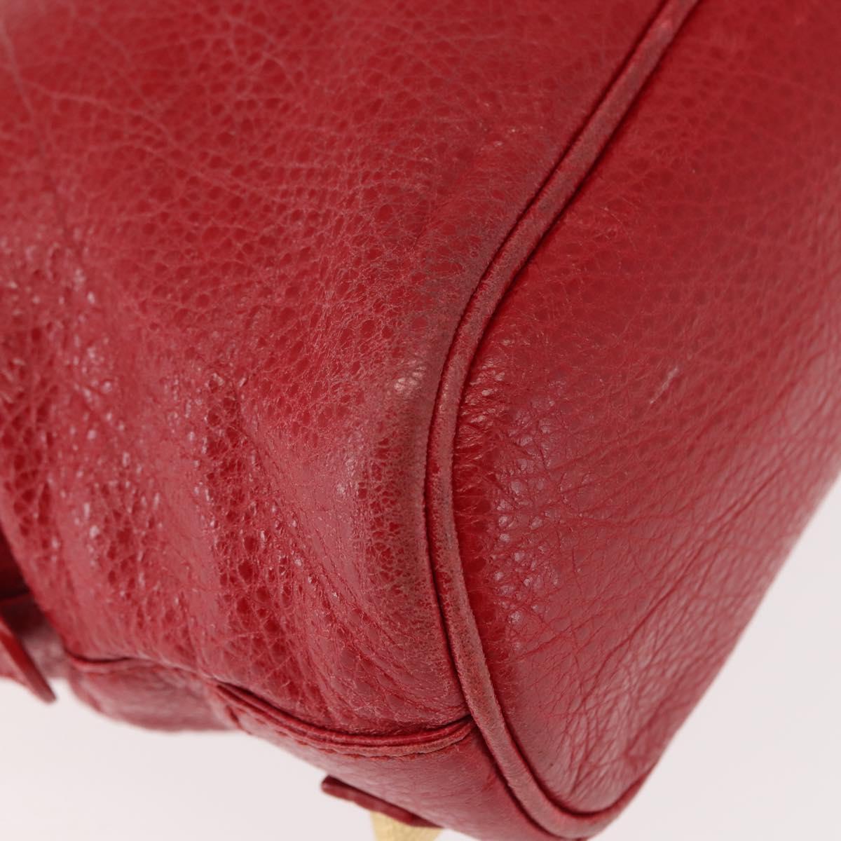 BALENCIAGA Classic bowling Hand Bag Leather 2way Red Gold Auth 146366