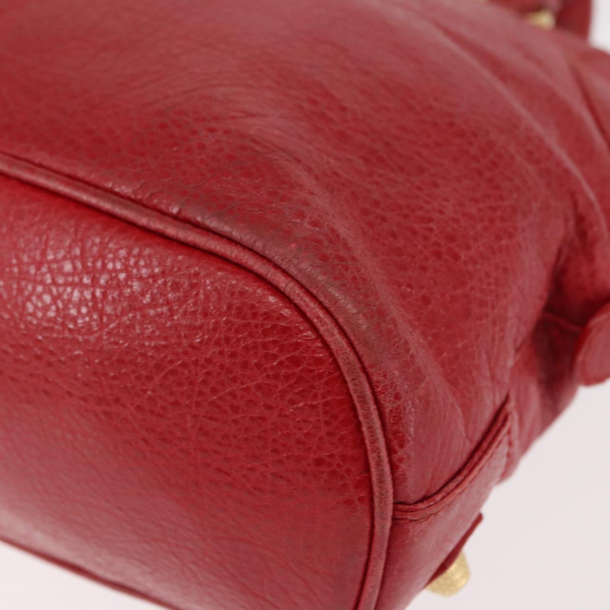 BALENCIAGA Classic bowling Hand Bag Leather 2way Red Gold Auth 146366