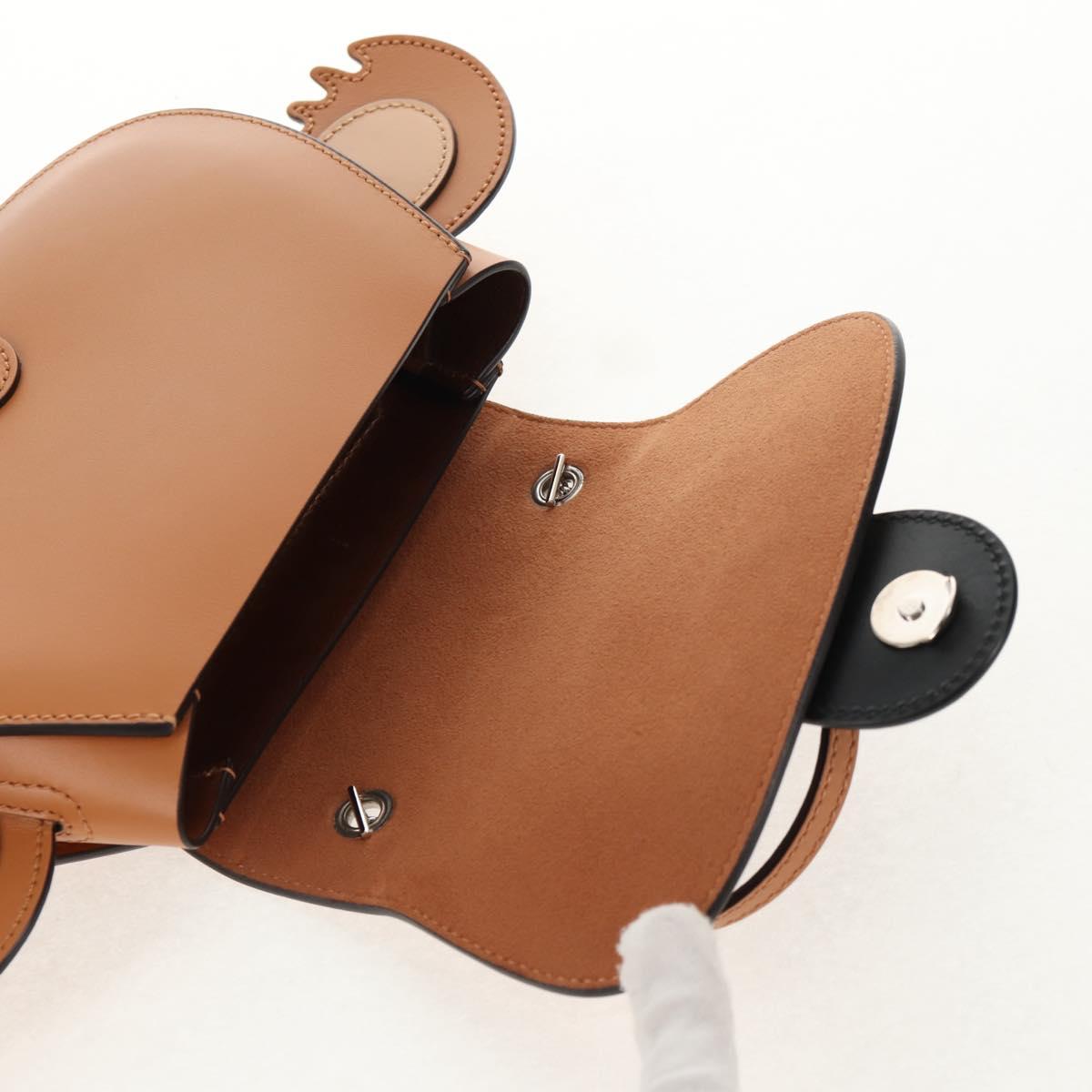 GUCCI Children's Koala Hand Bag Leather Brown Silver 605824 Auth 146368V