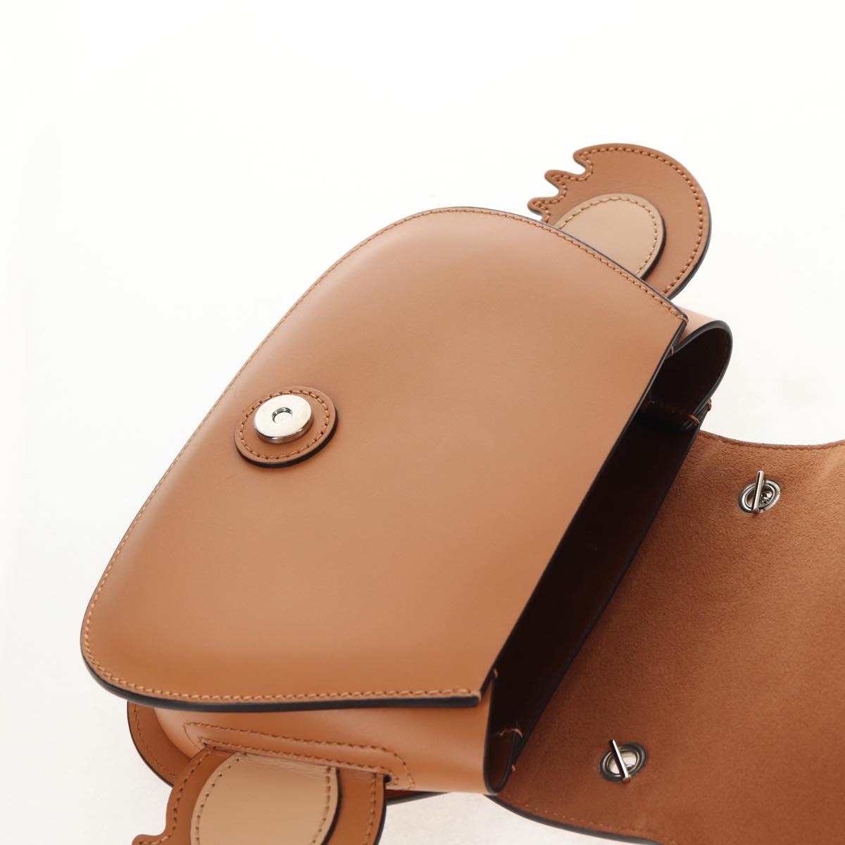 GUCCI Children's Koala Hand Bag Leather Brown Silver 605824 Auth 146368V