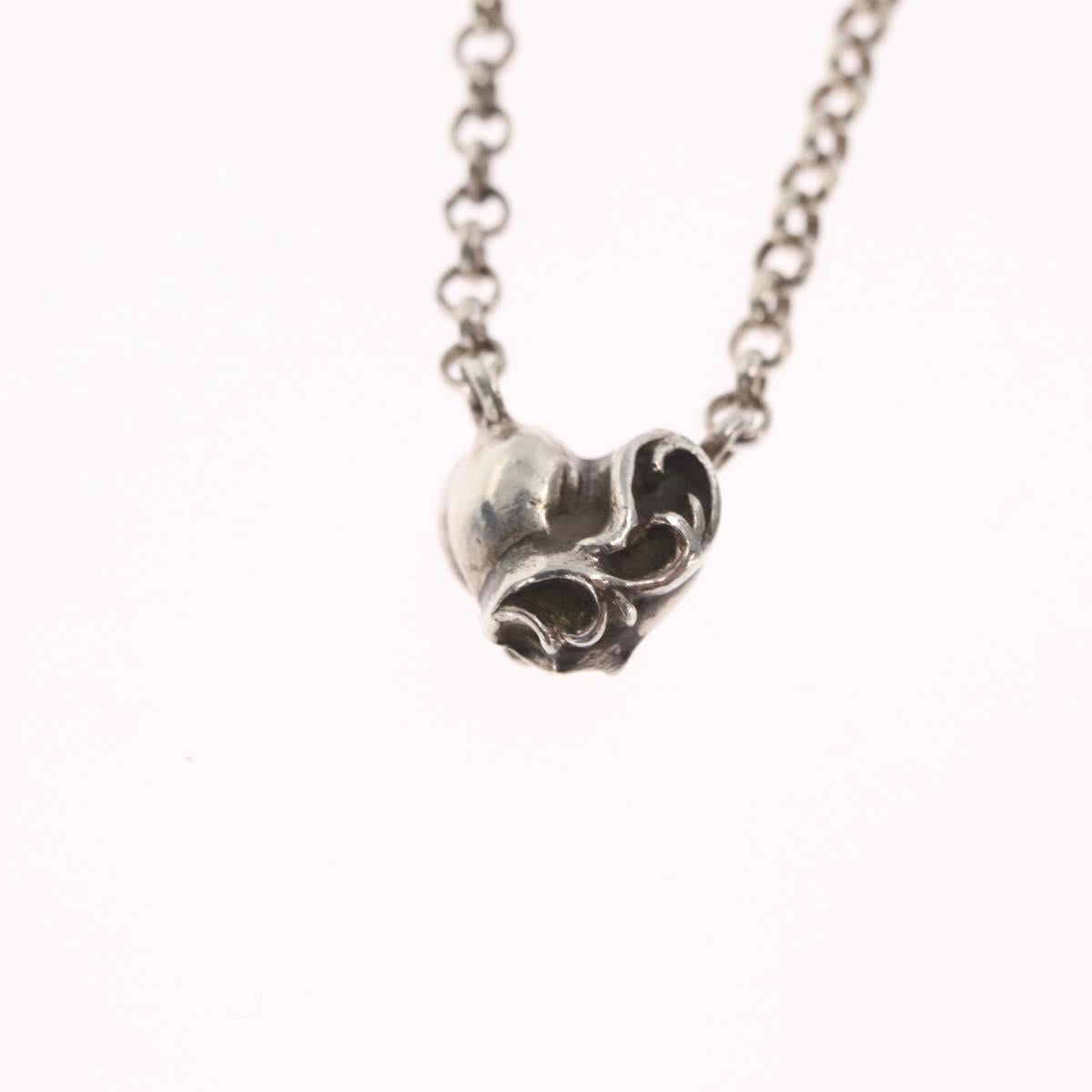 Chrome Hearts Heart Charm with Roll Chain 16 Inch Necklace Ag925 Auth 146387M