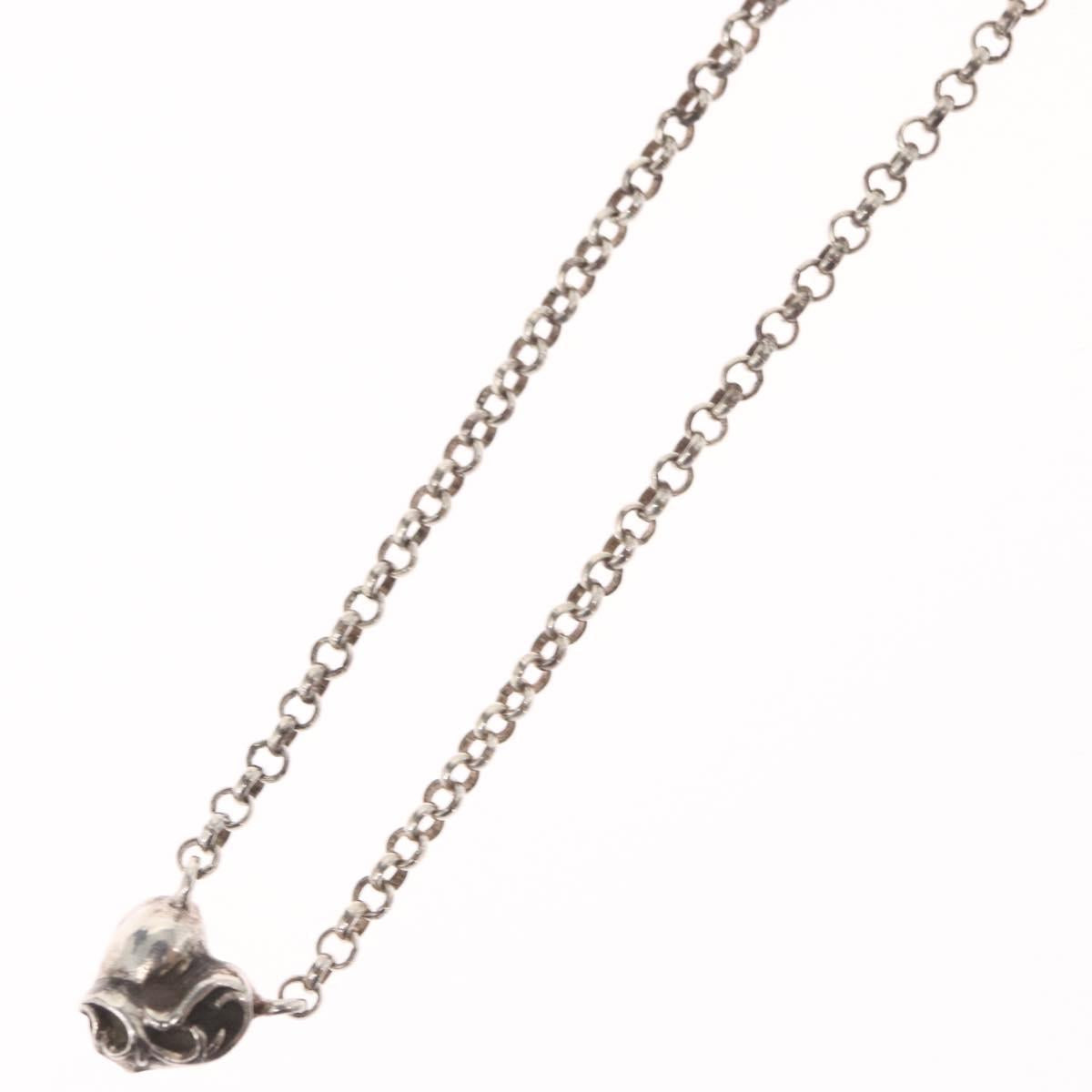 Chrome Hearts Heart Charm with Roll Chain 16 Inch Necklace Ag925 Auth 146387M