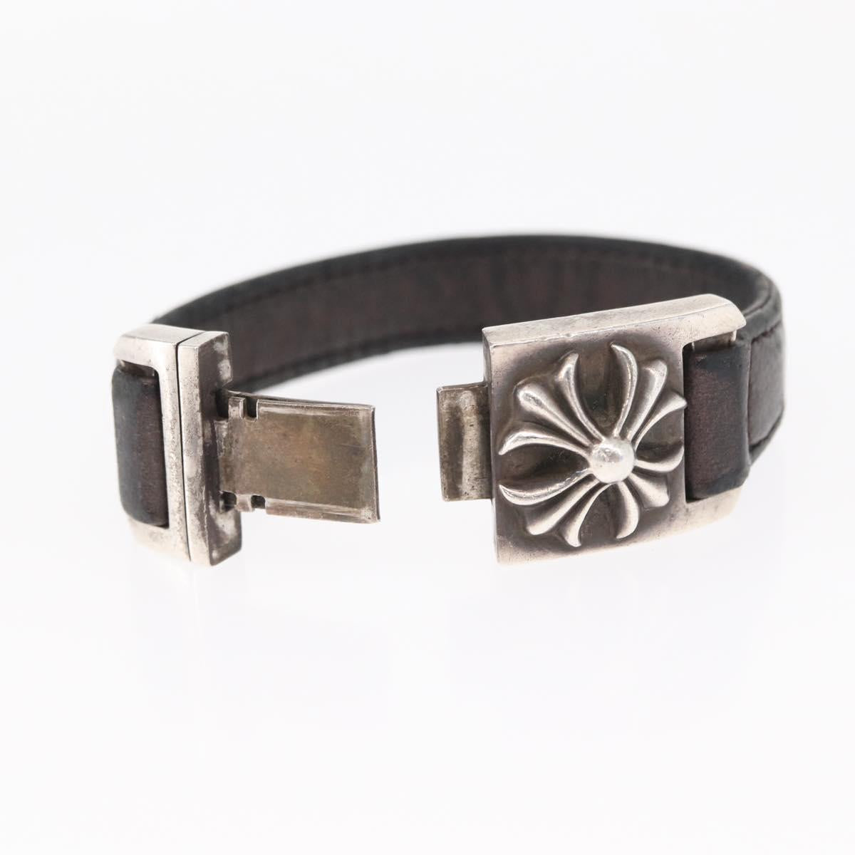 Chrome Hearts CH Plus Harness Clasp 7 Inch Bracelet Ag925 Black Auth 146388M